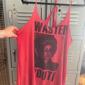 Red Wasted Youth Tie Back Tank Obesity and Speed Nothing sacred size Medium punk